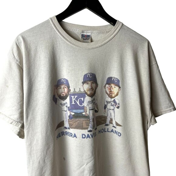 Jerzees Tops - 2014 Kansas Royals Players T Shirt Gray Large L Graphic Tee